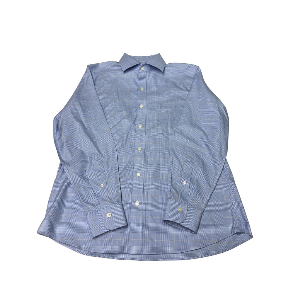 Proper Cloth Blue Yellow Prince of Wales Check Non-Iron Dress Shirt 15.7